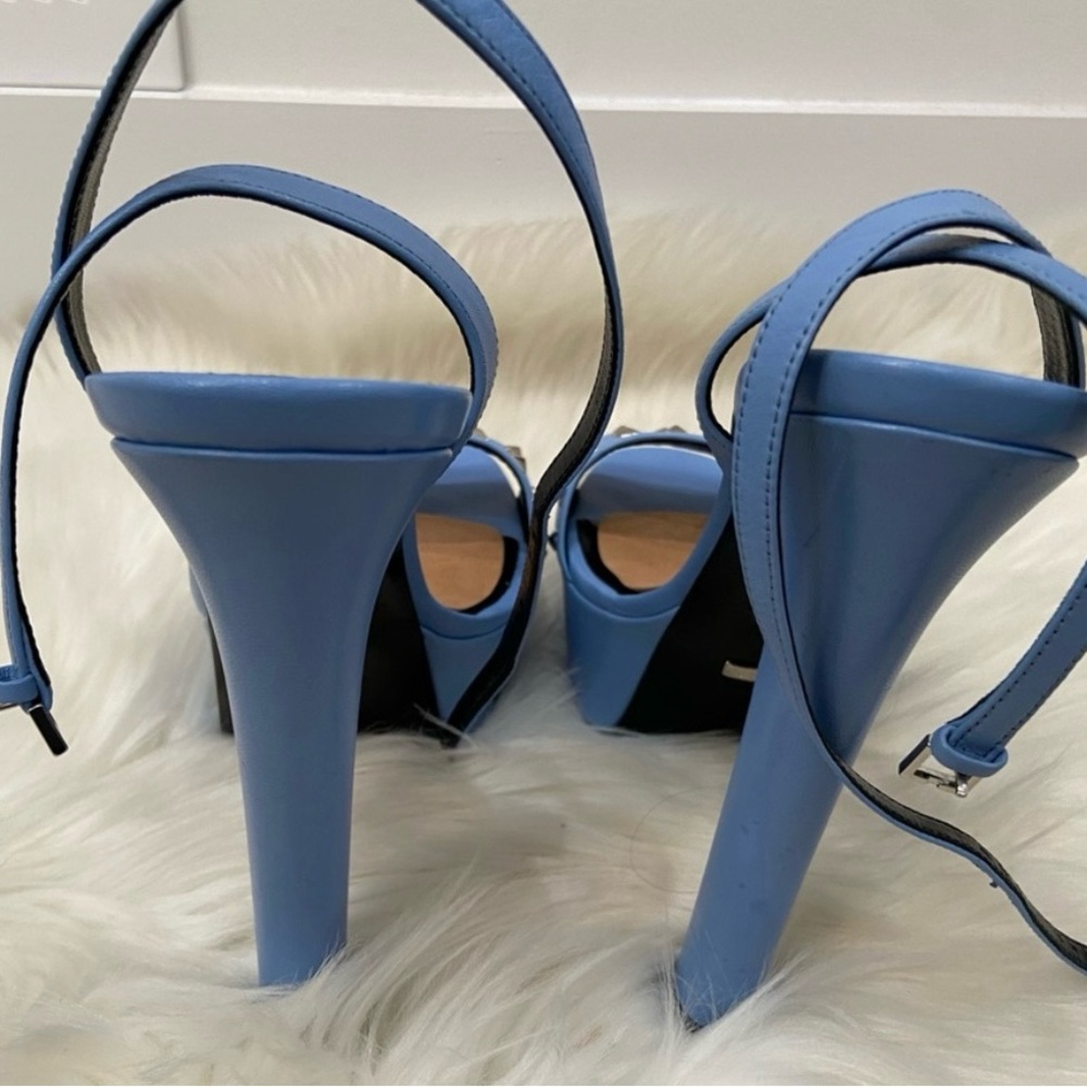 Gucci blue leather studded platforms
